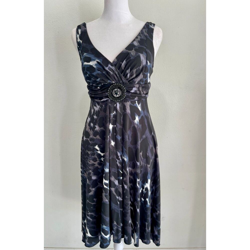 Enfocus Y2K dress VTG babydoll empire waist high low hem animal print women 6